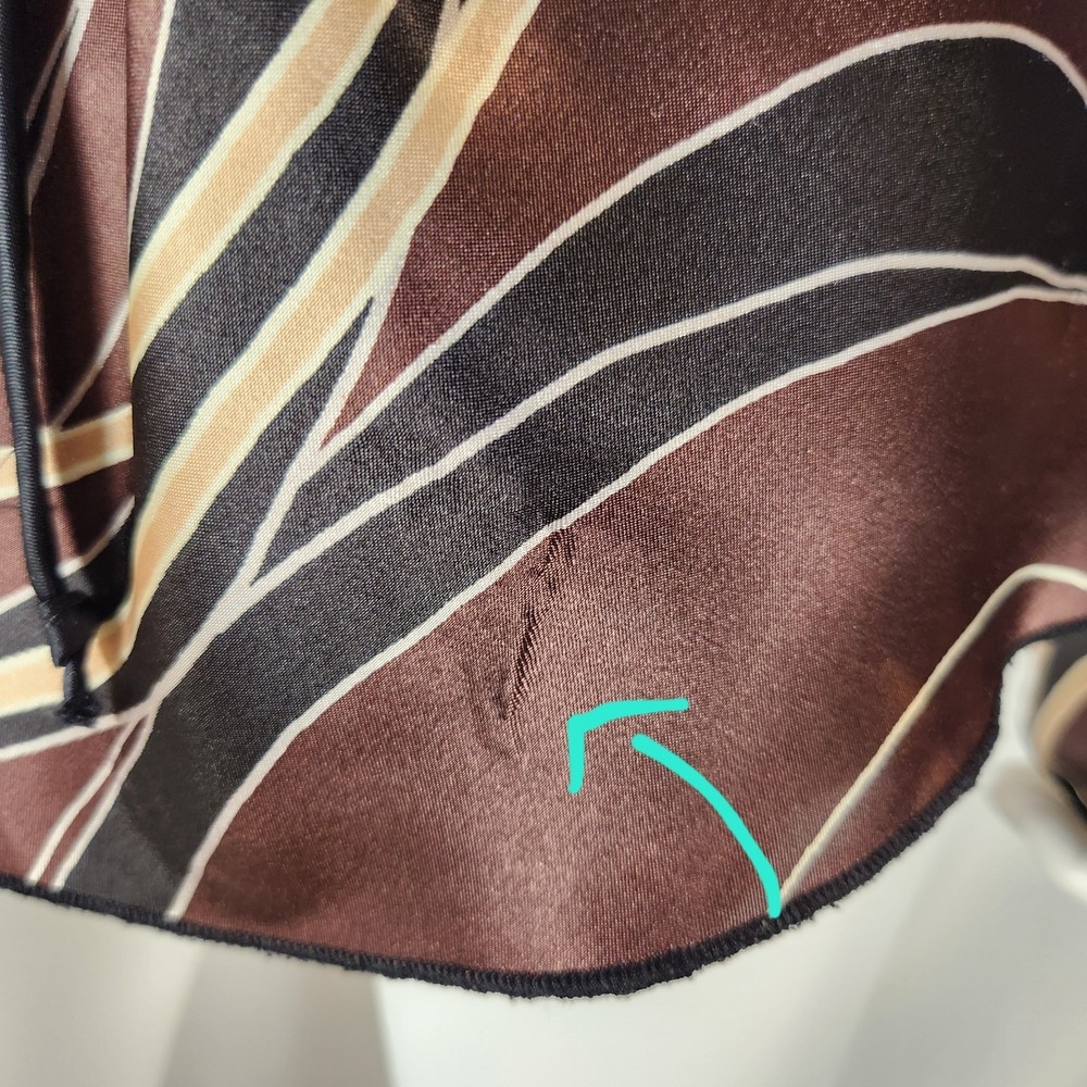 VTG Studio Y Brown Satin Wrap Blouse Y2K 90s Indie Retro Loose Sleeve Top M/L* - Picture 11 of 12
